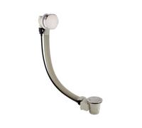 Enki Brushed Nickel Traditional Bathroom Brass Sprung Pop Up Cover Round Easy Clean Water Plug Bath Waste W/ Overflow Pipe Kit W55