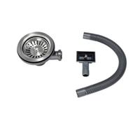 Enki Brushed Steel Modern Kitchen Metal Plastic Round Clogged Drain Prevention Sink Strainer Basket Waste Trap W/ Overflow Pipe