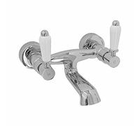 ENKI BT0520 Downton Wall Mounted Bath Filler Mixer Tap, Chrome, Bathroom | Deck Mounted, Modern Bathroom