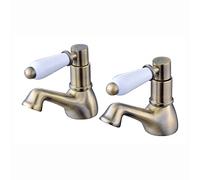 ENKI BT0806 Downton Pillar Taps, Antique Brass, Hot & Cold