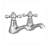 ENKI BT8606 Beaumont Traditional Pillar Taps, Chrome, Hot & Cold