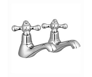 ENKI BT8606 Beaumont Traditional Pillar Taps, Chrome, Hot & Cold