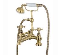 Enki Camberley Antique Brass Bath Shower Mixer Taps Traditional Victorian Cross Handle Solid Brass Easy Clean