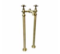 Enki Camberley Antique Brass Classic Bathroom Traditional Victorian Cross Handle Hot & Cold Water Floorstanding Bath Mixer Tap