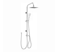 Enki Carre Chrome Modern Classic Bathroom Solid Stainless Steel 3-Function Square Overhead Ultra Slim Rain Shower & Riser Rail Kit