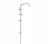 Enki Carre Chrome Modern Classic Bathroom Solid Stainless Steel Dual Adjustable Overhead Handheld Shower Rigid Riser Rail Kit G16