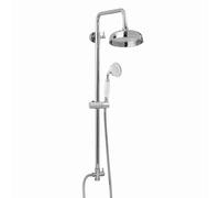 Enki Carre Chrome Modern Classic Bathroom Solid Stainless Steel Dual Adjustable Traditional Overhead Rain Shower & Riser Rail Kit