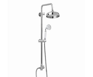 ENKI, Carre, RG018, Chrome, Dual Rigid Riser Kit with Round Watercan Overhead Showerhead and Hand Shower Set, Solid Stainless Steel Brass, Easy Clean Shower Head, Modern, Easy to Install