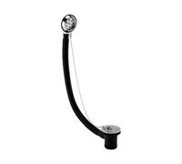 Enki Chrome Black Traditional Bathroom Solid Brass Round Exposed Combined Bath Retainer Waste Trap & Overflow W/ Ball Chain Plug