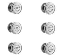 Enki Chrome Classic Timeless Bathroom Brass Anti-Limescale Rubber Nozzles Single-Spray Round Body Massager Shower Jets 6-Pack