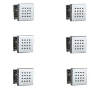 Enki Chrome Classic Timeless Bathroom Brass Anti-Limescale Rubber Nozzles Single-Spray Square Body Massager Shower Jets 6-Pack