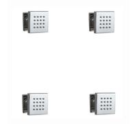 Enki Chrome Classic Timeless Bathroom Brass Anti-Limescale Rubber Nozzles Single-Spray Square Body Massager Shower Jets 4-Pack