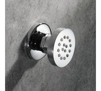 Enki Chrome Classic Timeless Bathroom Solid Brass Anti-Limescale Rubber Nozzle Single-Spray Pattern Round Body Massager Shower Jet