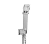 Enki Chrome Modern Bathroom Metal Plastic Concealed Wall Mounted Square Paddle Handheld Shower Head Outlet Bracket Holder & Hose
