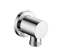 Enki Chrome Modern Bathroom Solid Brass Durable Reflective Round Elbow 1/2" Water Inlet Shower Outlet Hose Connector Adaptor L04