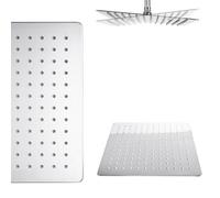 Enki Chrome Modern Bathroom Stainless Steel Ultra Slim High Pressure Overhead Square Fixed Rainfall Power Shower Head (Diam) 200mm