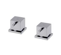 Enki Chrome Modern Classic Bathroom Solid Brass Deck Mounted Hot & Cold Levers 3/4" Connection Square Bath Side Valve Taps 2-Pack