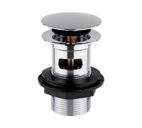 Enki Chrome Modern Contemporary Bathroom Solid Brass Round Slimline Design Easy Clean Cover Slotted Pop Up Plug Basin Waste Trap