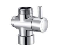 Enki Chrome Silver Modern Contemporary Bathroom Solid Brass Round Fixed Column To Handheld 3/4" Inlet Outlet Shower Diverter Valve