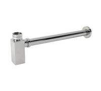 Enki Chrome Silver Modern Minimalist Bathroom Solid Brass Wall Mounted Rectangular Bottle Neck Basin Waste Trap Part (L) 340mm W22