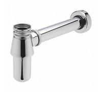 Enki Chrome Silver Modern Traditional Contemporary Bathroom Brass Plated Round Short Cylinder Telescope Bottle Basin Waste Trap
