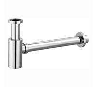 Enki Chrome Silver Modern Traditional Contemporary Bathroom Solid Brass Plated Round Cylinder Telescope Bottle Basin Waste Trap