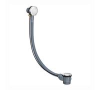 Enki Chrome Silver Traditional Bathroom Brass Sprung Pop Up Cover Round Easy Clean Water Plug Bath Waste W/ Overflow Pipe Kit W39