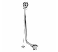 Enki Chrome Traditional Bathroom Brass Exposed Retainer Waste W/ Overflow & Ball Chain Plug For Freestanding Roll Top Bath Tub W37