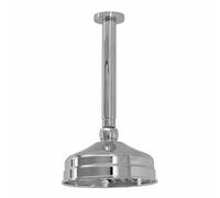 Enki Chrome Traditional Bathroom Ceiling Mounted Swivel Ball Joint Connector Round Rainfall Fixed Shower Head Mixer & Arm 150mm