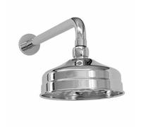 Enki Chrome Traditional Bathroom Wall Mounted Swivel Ball Joint Connector Round Power Rainfall Fixed Shower Head Mixer & Arm 150mm