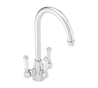 ENKI, Cotswold, KT124, Traditional Filter Tap with Ceramic Levers, Drinking Kitchen Taps, Chrome