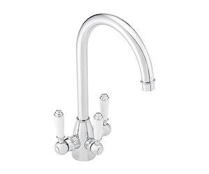 ENKI, Cotswold, KT124, Traditional Filter Tap with Ceramic Levers, Drinking Kitchen Taps, Chrome