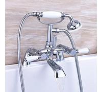 ENKI, Downton, BT0508 Bath Shower Mixer Tap with White Ceramic Levers Chrome