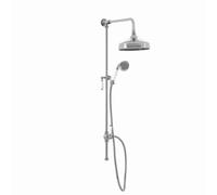 Enki Downton Chrome Traditional Bathroom Brass Rigid Riser Rail Kit W/ Watering Can Fixed Head & Round Handset (Diam) 200mm Rg042