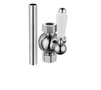 Enki Downton Chrome White Modern Traditional Bathroom Brass Ceramic Shower Diverter Valve W/ Extension Column Pipe (Diam) 18mm D07