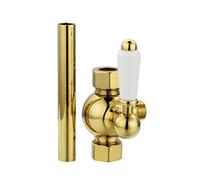 Enki Downton Gold White Modern Traditional Bathroom Brass Ceramic Shower Diverter Valve With Extension Column Pipe (Diam) 18mm D06