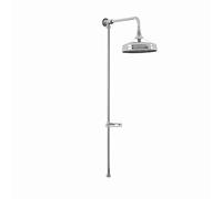ENKI, Downton, RG041 Traditional Shower Rigid Riser Rail Kit with Large Overhead Shower & Soap Holder, Single Outlet, Chrome