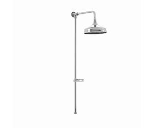 ENKI, Downton, RG041 Traditional Shower Rigid Riser Rail Kit with Large Overhead Shower & Soap Holder, Single Outlet, Chrome