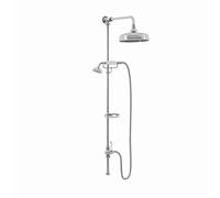 ENKI, Downton, RG043 Traditional Dual Rigid Shower Riser Kit with Diverter, Large Overhead Shower, Telephone Style Handset, Caddy, Polished Chrome