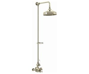 ENKI, Downton, SH0156, Single Shower Unit Outlet, Twin Thermostatic Shower Valve with Soap Basket, Gold Shower Tap Attachment for Bathroom Shower, Traditional Thermostatic Shower Set, Gold