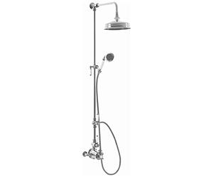 ENKI, Downton, SH0597, Shower Set with 2 Shower Head Outlets & Handshower Bracket, Twin Thermostatic Shower Valve, White & Chrome Shower Tap Attachment for Bathrooms Showers, Classic Shower Set