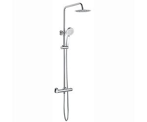 ENKI, Dune, SH0587, Chrome, Thermostatic Shower Set 38 Degrees, Solid Brass, Overhead Shower, Hand Shower, Anti-Scald Device, Contemporary Design, 1-Year Guarantee