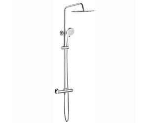 ENKI, Dune, SH0613, Chrome, Thermostatic Shower Mixer Bar Valve with Dual Riser Rail Kit, Brass, 300mm Overhead Shower and Hand Shower, Anti-Scald Device, Contemporary Design, 1-Year Guarantee