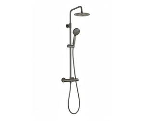 ENKI, Dune, SH0621, Gunmetal Grey, Thermostatic Shower Mixer Set, Solid Brass, Overhead Shower, Hand Shower, Anti-Scald Device, Contemporary Design, 1-Year Guarantee