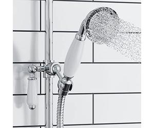 ENKI E11 Traditional Victorian Solid Chrome Brass Porcelain Shower Head Handset