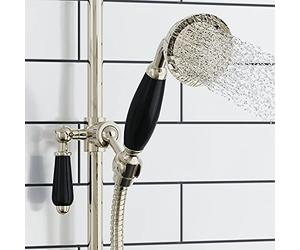 ENKI E18 Traditional Victorian English Gold Brass Black Porcelain Handshower