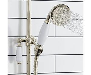 ENKI E23 Traditional Victorian Solid Gold Brass White Porcelain Handshower