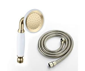 ENKI, EH013, Chrome, Traditional Handheld Shower Head, Hose, Solid Brass & Stainless Steel, Traditional Design, Easy Clean & Easy to Install, Standard UK Fitting