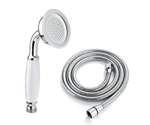 ENKI EH016 Traditional Chrome Brass Hand Shower Head White Ceramic Hose Replacement