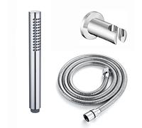ENKI, EH019, Premium Round Pencil Hand Shower with Silicone Jets Kit Incl. Hose and Luxury Brass Wall Bracket, Chrome